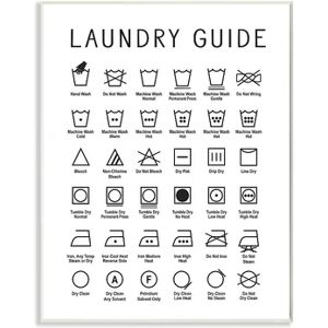 Stupell Home Decor Laundry Guide Cleaning Chart Plaque Wall Art, Black, 13X19