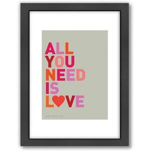 Americanflat Visual Philosophy ''All You Need Is Love'' Framed Wall Art, Multicolor