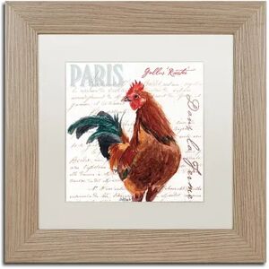 Trademark Fine Art Dans la Ferme Rooster II Birch Finish Framed Wall Art, Brown, 11X11