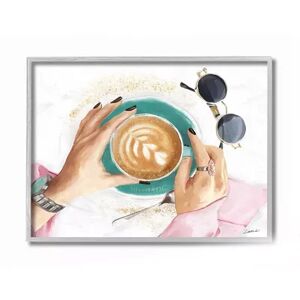 Stupell Home Decor Glam Latte Art Women's Fashion Accessories Coffee Wall Art, White, 11X14