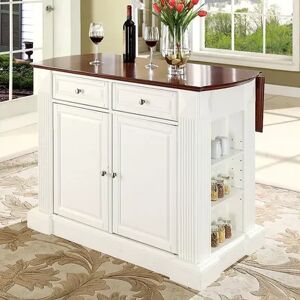 Crosley Furniture Drop-Leaf Kitchen Island, White