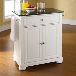 Crosley Furniture Alexandria Black Granite Top Kitchen Island, White