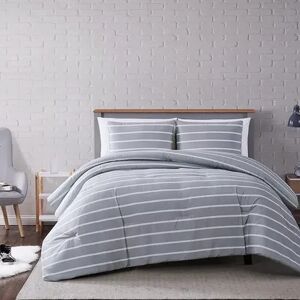 Truly Soft Maddow Stripe Comforter Set, Grey, Twin XL