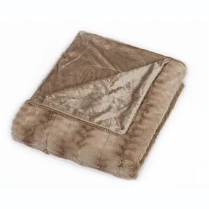 Sleep Soft Micro-Mink Embossed Faux Fur Throw Blanket, Beig/Green, Full/Queen