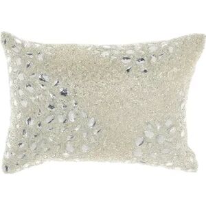 Mina Victory Luminescence Fully Beaded Throw Pillow, Silver, 10X14