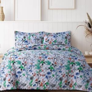 Azores Home Jolie Printed Oversized Quilt Set with Shams, Green, Twin