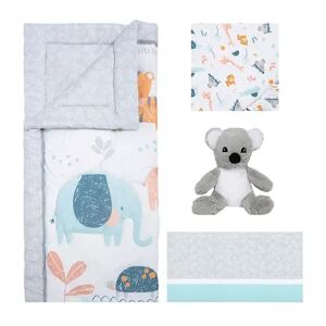 Sammy & Lou Reversible Quilt, Fitted Crib Sheet, Crib Skirt & Plush Toy 4-Piece Crib Bedding Set, Koala