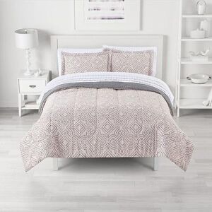 The Big One Reversible Complete Bedding Set, White, Queen