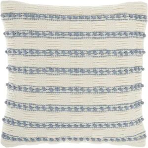 Mina Victory Life Styles Woven Lines and Dots Throw Pillow, Blue, 12X20