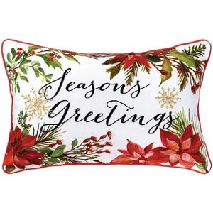 C&F Home Seasons Greetings Christmas Throw Pillow, White, 14X22