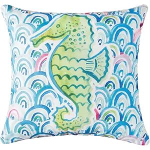 C&F Home Seahorse Indoor Outdoor Throw Pillow, Blue, 18X18