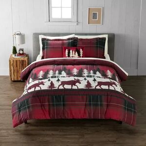 Cuddl Duds Heavyweight Flannel Comforter Set with Shams, Med Red, King
