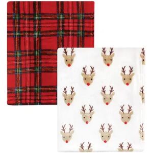 Hudson Baby Unisex Baby Silky Plush and Coral Fleece Blanket, Rudolph, 30x36 inches, White