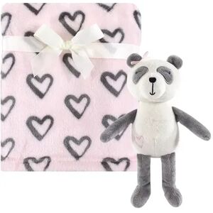 Hudson Baby Infant Girl Plush Blanket with Toy, Miss Panda, One Size, Grey