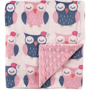 Hudson Baby Infant Girl Plush Mink Blanket, Owls, One Size, Med Pink