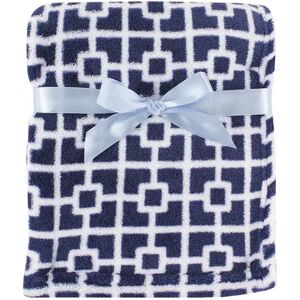 Luvable Friends Baby Boy Coral Fleece Blanket, Navy Trellis, One Size, Brt Blue