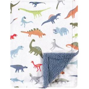 Hudson Baby Infant Boy Plush Blanket with Sherpa Back, Dinosaurs, One Size, Brt Blue