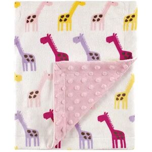 Hudson Baby Infant Girl Plush Mink Blanket, Pink Giraffe, One Size, Multicolor