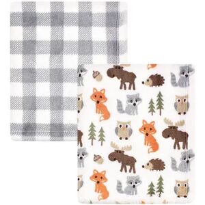 Hudson Baby Infant Boy Cozy Plush Luxury Blankets 2pk, Woodland, One Size, Grey