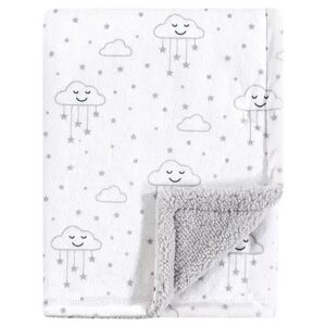 Hudson Baby Infant Plush Blanket with Sherpa Back, Gray Clouds, One Size, Grey