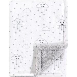 Hudson Baby Infant Plush Blanket with Sherpa Back, Gray Clouds, One Size, Grey