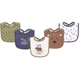 Hudson Baby Infant Boy Cotton Bibs 5pk, Bear, One Size, Red/Coppr