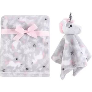 Hudson Baby Infant Girl Plush Blanket with Security Blanket, Whimsical Unicorn, One Size, Grey