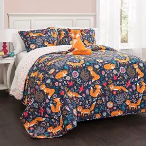 Lush Décor Pixie Fox Quilt Set, Blue, Full/Queen