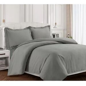 Tribeca Living Valencia Solid Duvet Cover Set, Silver, Twin