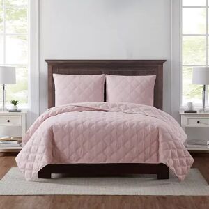 Truly Soft Everyday 3D Puff Quilted Quilt Set, Pink, King