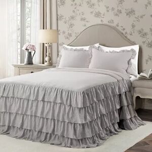 Lush Decor Allison Ruffle Skirt Bedspread and Sham Set, Grey, Twin