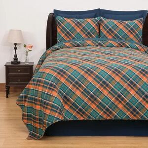 C&F Home Troy Plaid Quilt Set with Shams, Blue, Full/Queen