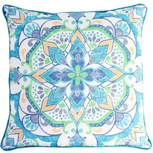 Jordan Manufacturing Medallion Indoor Outdoor Throw Pillow, Blue, 18X18