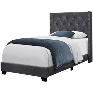 Monarch Faux Leather Bed, Grey, Twin