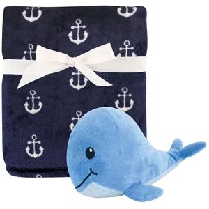 Hudson Baby Infant Boy Plush Blanket with Toy, Anchor Whale, One Size, Brt Blue