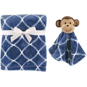 Hudson Baby Infant Boy Plush Blanket with Security Blanket, Monkey, One Size, Brt Blue