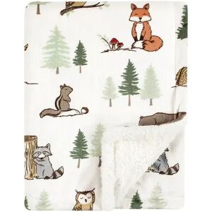 Hudson Baby Infant Boy Plush Blanket with Sherpa Back, Forest Animals, One Size, Green