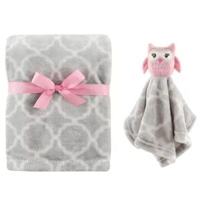 Hudson Baby Infant Girl Plush Blanket with Security Blanket, Gray Owl, One Size, Grey
