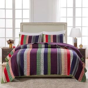 Greenland Home Fashions Marley Quilt Set, Multicolor, King