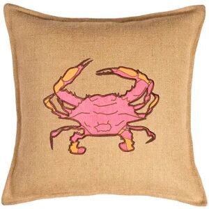 Greendale Home Fashions Crab Burlap Throw Pillow, Pink, 20X20