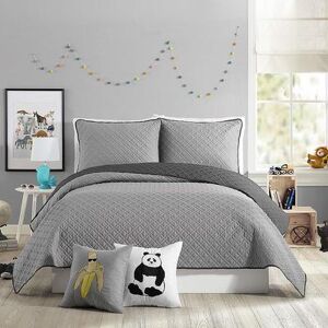 Urban Playground Corbin Quilt Set, Grey, Twin