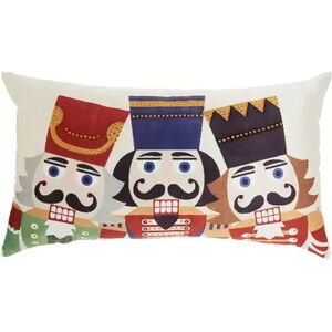 Mina Victory 3 Nutcrackers Multicolor Christmas Throw Pillow, 14X24
