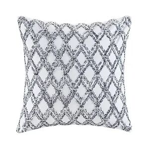 INK+IVY Zara Cotton Embroidered Oblong Pillow, Blue, Fits All