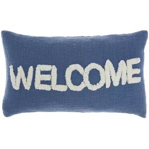 Mina Victory Life Styles Tufted Welcome Throw Pillow, Blue, 12X21