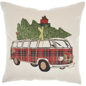 Mina Victory Holiday Van Throw Pillow, Multicolor, 18X18