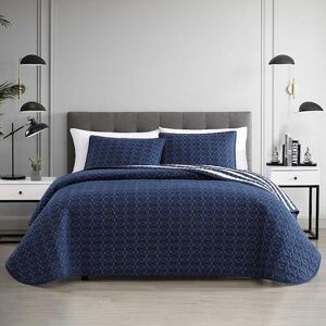 Freshee Reversible Quilt Set with Shams, Blue, Twin