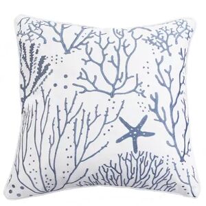 Levtex Home Zuma Beach Coral Embroidered Feather-fill Throw Pillow, Blue, 18X18