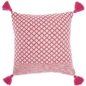 Mina Victory Life Styles Lattice With Tassels Indoor Throw Pillow, Pink, 18X18