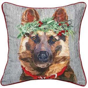 C&F Home German Shepherd Flower Christmas Throw Pillow, Brown, 18X18