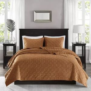 Madison Park Emery 3-piece Velvet Coverlet Set, Orange, King Set